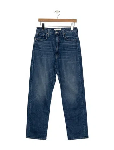 Pre-owned Mother High-rise Straight Leg Jeans In Blue