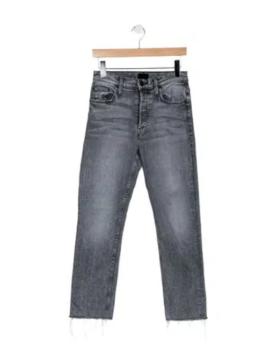 Pre-owned Mother High-rise Straight Leg Jeans In Blue