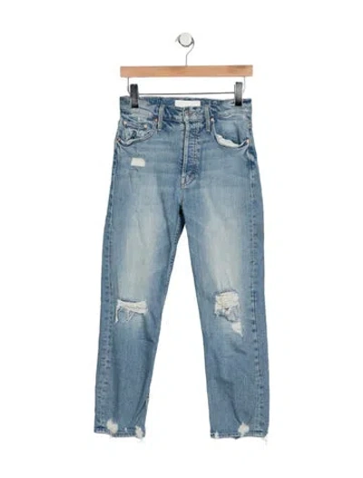 Pre-owned Mother High-rise Straight Leg Jeans In Blue