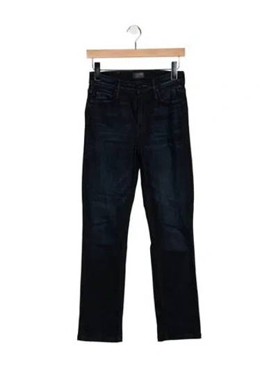 Pre-owned Mother High-rise Straight Leg Jeans In Blue