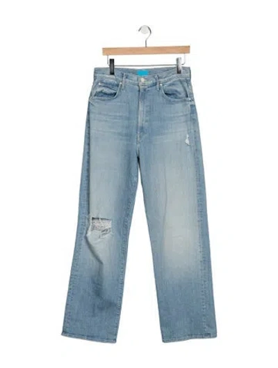 Pre-owned Mother High-rise Straight Leg Jeans In Blue