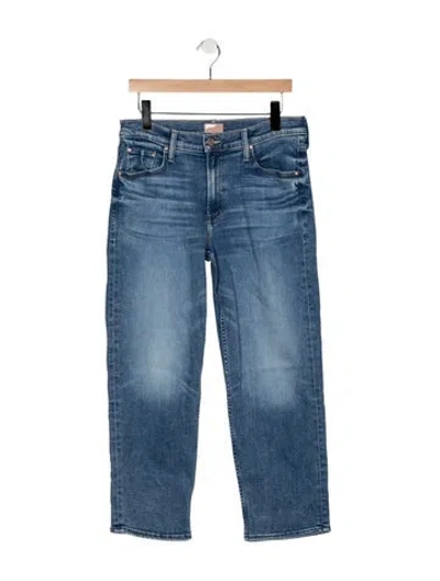Pre-owned Mother High-rise Straight Leg Jeans In Blue