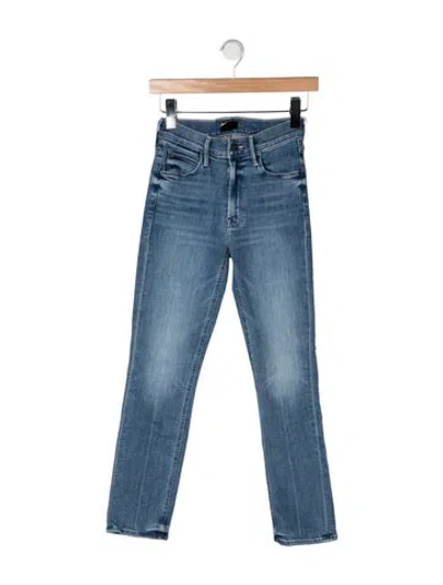 Pre-owned Mother High-rise Straight Leg Jeans In Blue