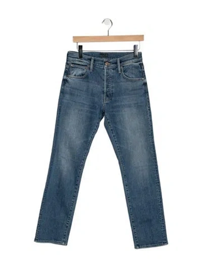 Pre-owned Mother High-rise Straight Leg Jeans In Blue
