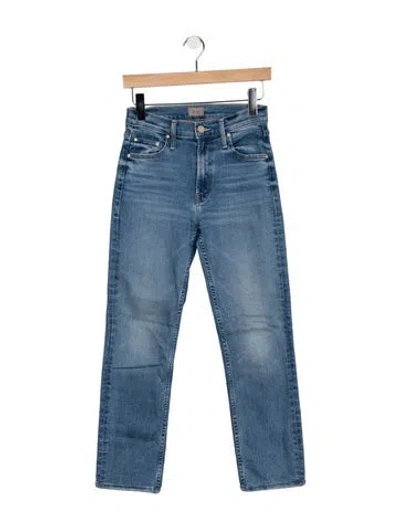 Pre-owned Mother High-rise Straight Leg Jeans In Blue