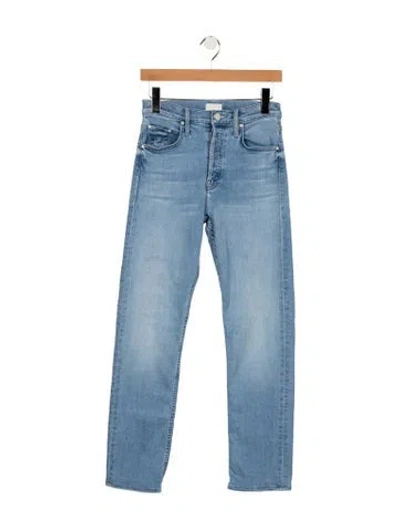 Pre-owned Mother High-rise Straight Leg Jeans In Blue