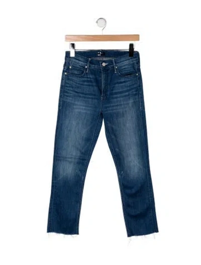 Pre-owned Mother High-rise Straight Leg Jeans In Blue