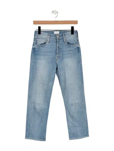 Pre-owned Mother High-rise Straight Leg Jeans In Blue