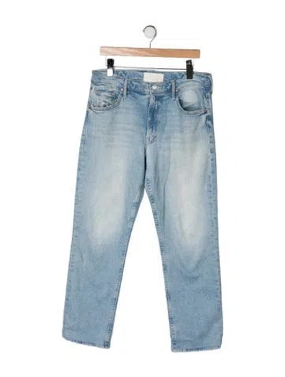 Pre-owned Mother High-rise Straight Leg Jeans In Blue