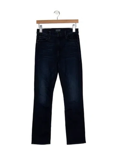Pre-owned Mother High-rise Straight Leg Jeans In Blue