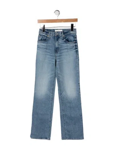 Pre-owned Mother High-rise Straight Leg Jeans In Blue