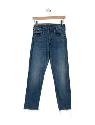 Pre-owned Mother High-rise Straight Leg Jeans In Blue