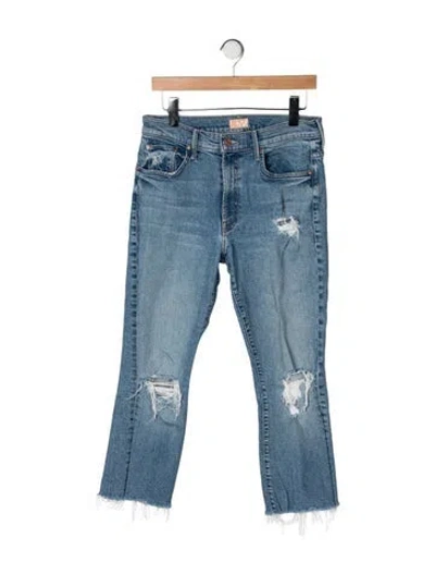 Pre-owned Mother High-rise Straight Leg Jeans In Blue