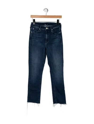 Pre-owned Mother High-rise Straight Leg Jeans In Blue