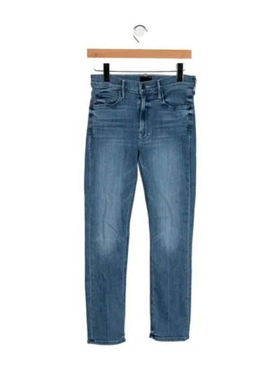 Pre-owned Mother High-rise Straight Leg Jeans In Blue