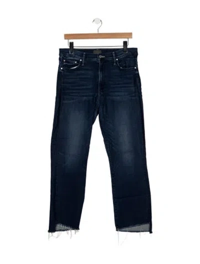 Pre-owned Mother High-rise Straight Leg Jeans In Blue