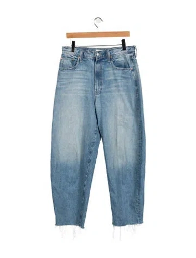 Pre-owned Mother High-rise Straight Leg Jeans In Blue
