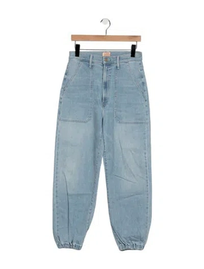 Pre-owned Mother High-rise Straight Leg Jeans In Blue