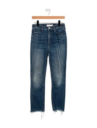 Pre-owned Mother High-rise Straight Leg Jeans In Blue