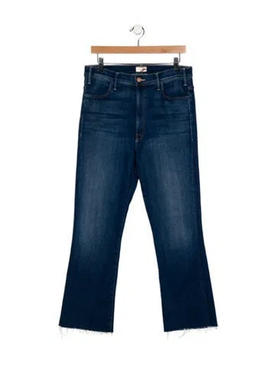Pre-owned Mother High-rise Straight Leg Jeans In Blue