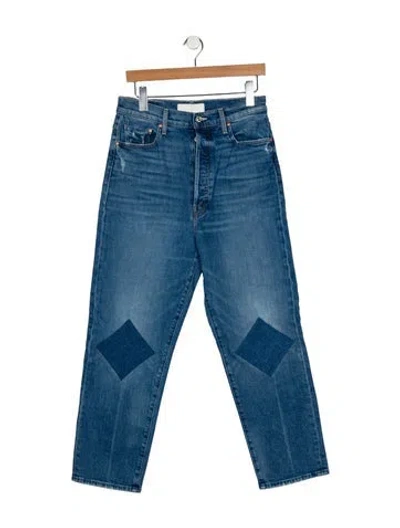 Pre-owned Mother High-rise Straight Leg Jeans In Blue