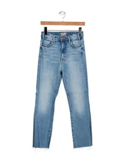 Pre-owned Mother High-rise Straight Leg Jeans In Blue
