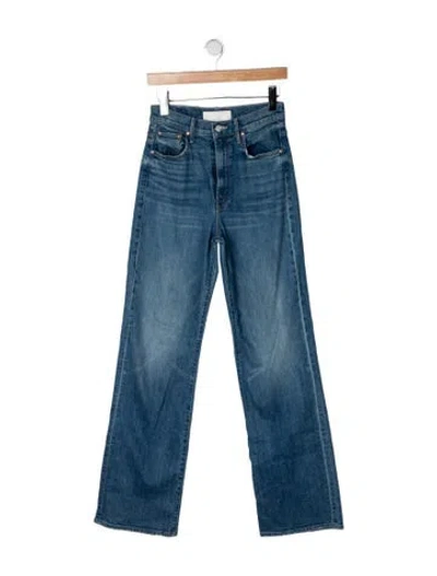 Pre-owned Mother High-rise Straight Leg Jeans In Blue