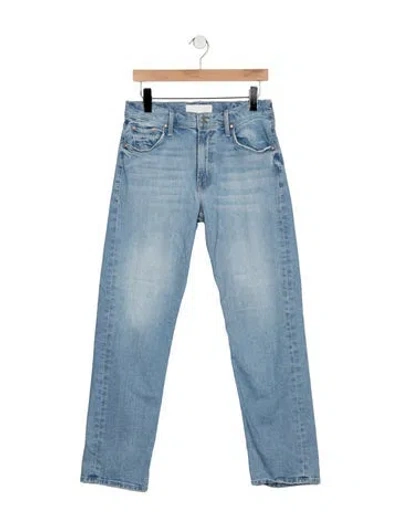 Pre-owned Mother High-rise Straight Leg Jeans In Blue