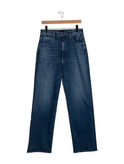 Pre-owned Mother High-rise Straight Leg Jeans In Blue