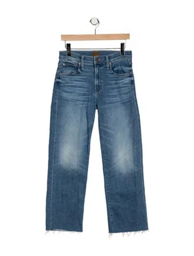Pre-owned Mother High-rise Straight Leg Jeans In Blue