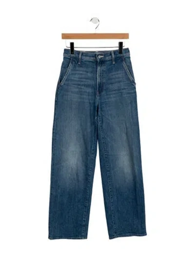 Pre-owned Mother High-rise Straight Leg Jeans In Blue