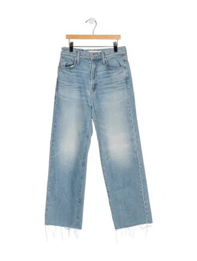 Pre-owned Mother High-rise Straight Leg Jeans In Blue