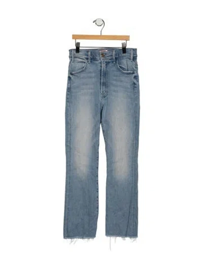 Pre-owned Mother High-rise Straight Leg Jeans In Blue
