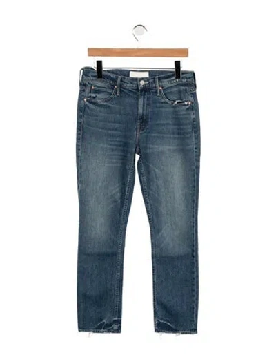 Pre-owned Mother High-rise Straight Leg Jeans In Blue