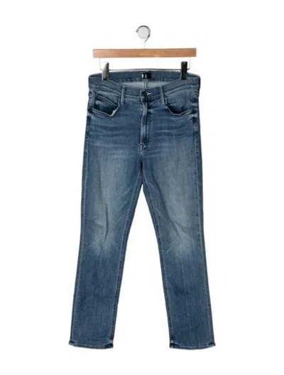 Pre-owned Mother High-rise Straight Leg Jeans In Blue