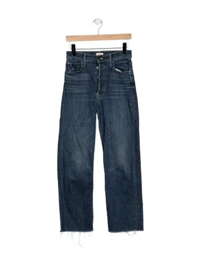 Pre-owned Mother High-rise Straight Leg Jeans In Blue