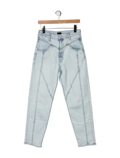 Pre-owned Mother High-rise Straight Leg Jeans In Blue