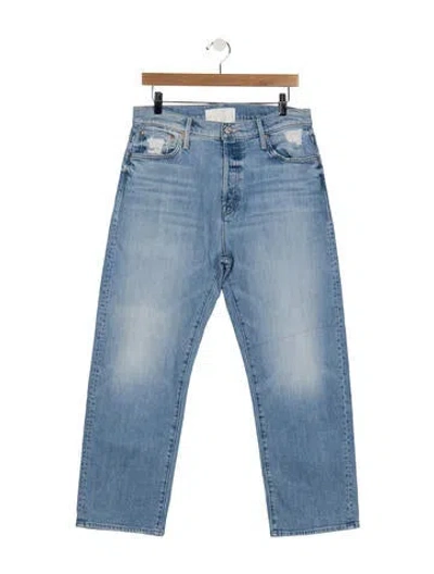 Pre-owned Mother High-rise Straight Leg Jeans In Blue