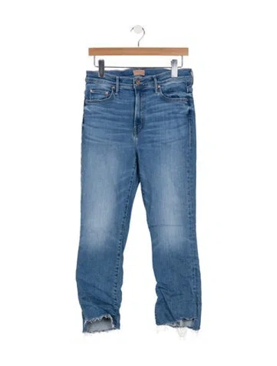 Pre-owned Mother High-rise Straight Leg Jeans In Blue