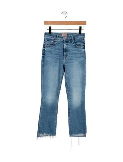Pre-owned Mother High-rise Straight Leg Jeans In Blue