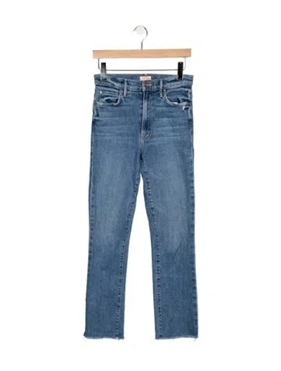 Pre-owned Mother High-rise Straight Leg Jeans In Blue