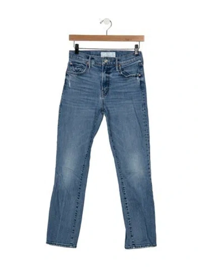Pre-owned Mother High-rise Straight Leg Jeans In Blue