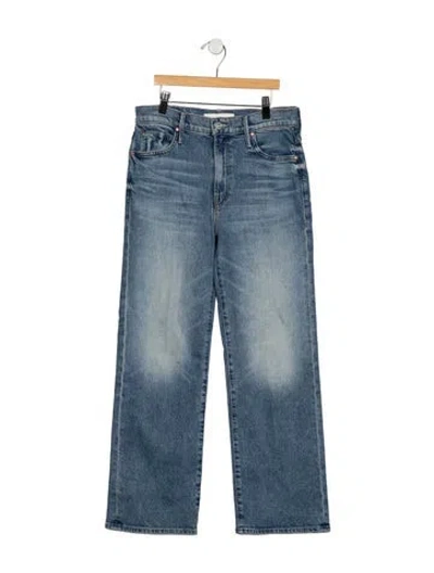 Pre-owned Mother High-rise Straight Leg Jeans In Blue