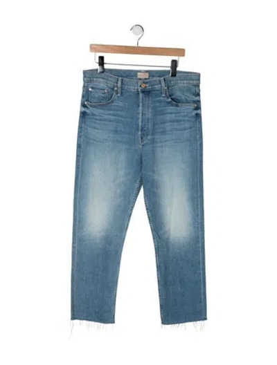 Pre-owned Mother High-rise Straight Leg Jeans In Blue