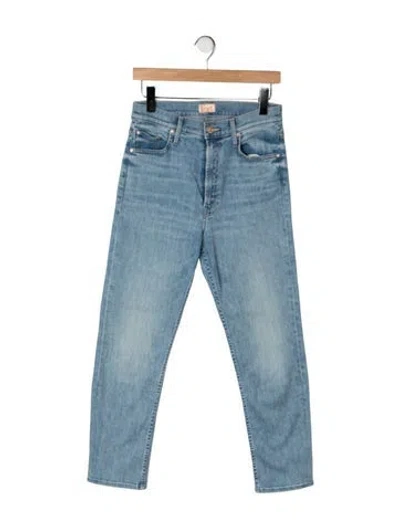 Pre-owned Mother High-rise Straight Leg Jeans In Blue