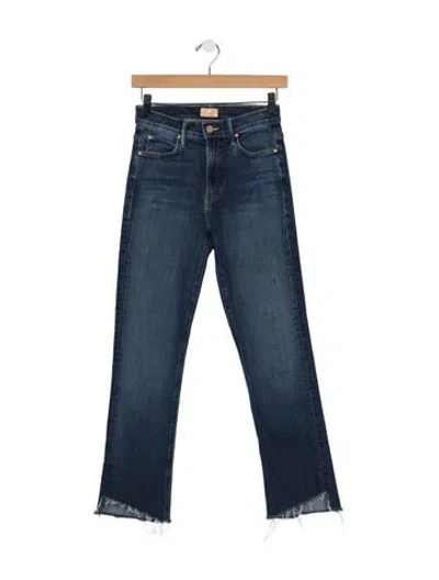 Pre-owned Mother High-rise Straight Leg Jeans In Blue