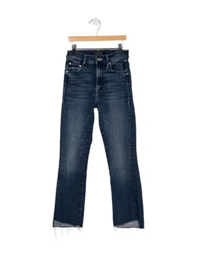 Pre-owned Mother High-rise Straight Leg Jeans In Blue