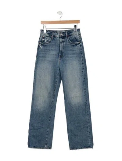 Pre-owned Mother High-rise Straight Leg Jeans In Blue