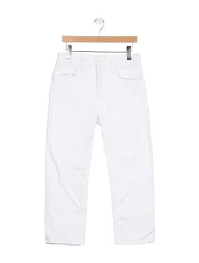 Pre-owned Mother High-rise Straight Leg Jeans In Blue
