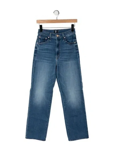 Pre-owned Mother High-rise Straight Leg Jeans In Blue